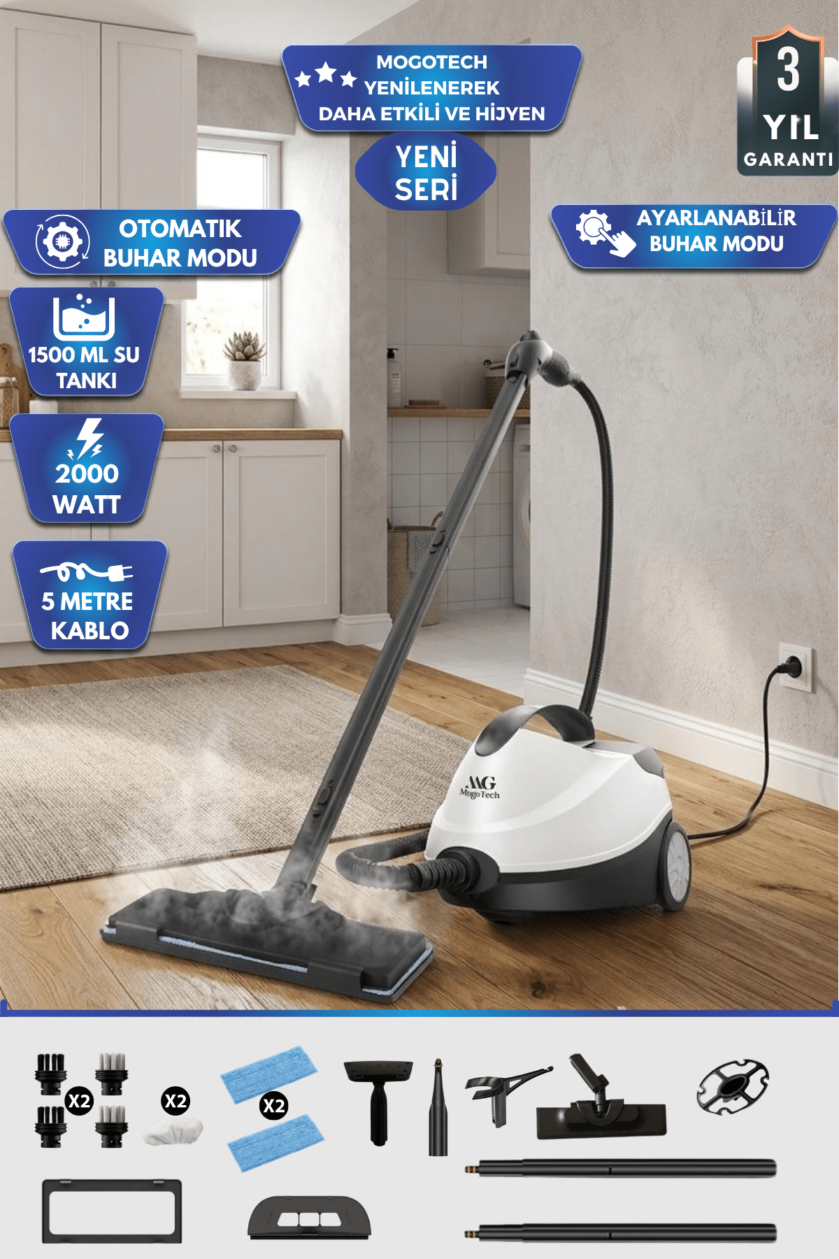 Mogotech MG-101 Buharlı Temizlik Makinesi - Görsel 2